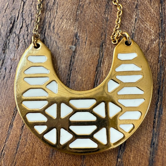 Stella & Dot Jewelry - Stella & Dot White/turquoise
Breezeblock Gold Tone Reversible
Pendant Necklace